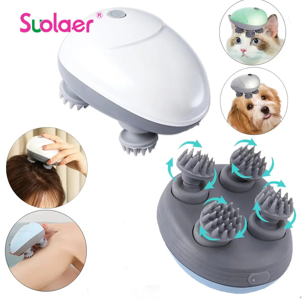 Electric Scalp Massager with Kneading Therapy Vibrator